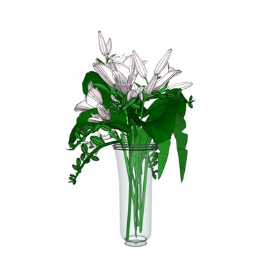 现代花卉花瓶免费su模型(1)
