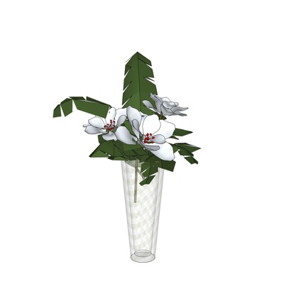 现代花卉花瓶免费su模型(1)