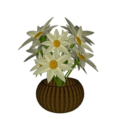 现代花卉花瓶免费su模型(1)