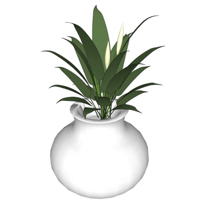 现代花卉花瓶免费su模型(1)