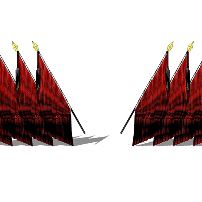 现代国旗旗帜免费su模型