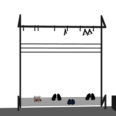 现代铁艺挂衣架免费su模型(1)