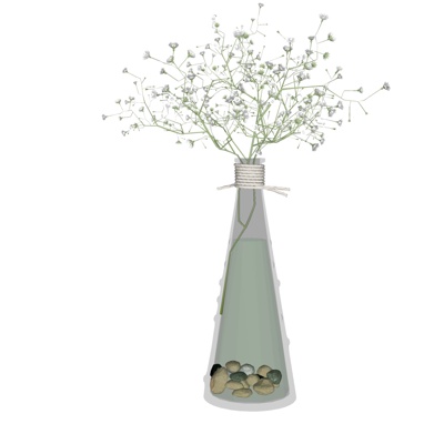 现代玻璃花瓶插花免费su模型(1)