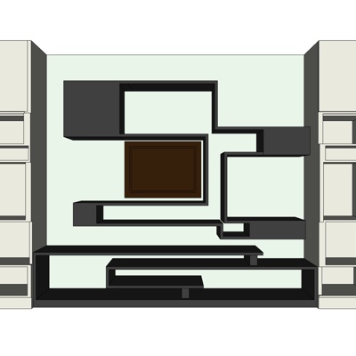 现代电视背景墙免费su模型(1)