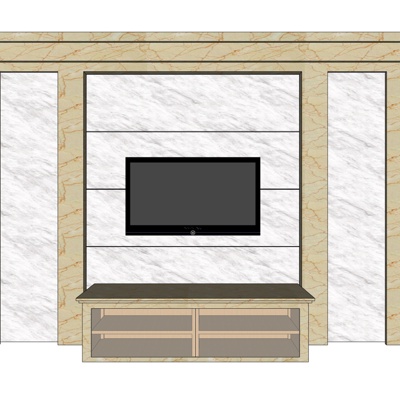 现代电视背景墙免费su模型(1)