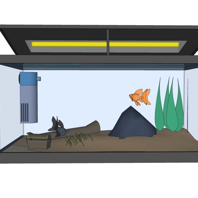 现代玻璃鱼缸免费su模型(1)