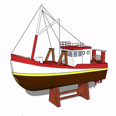 现代木船摆件免费su模型(1)