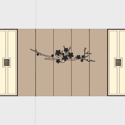中式背景墙免费su模型