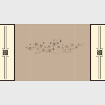 中式背景墙免费su模型(1)