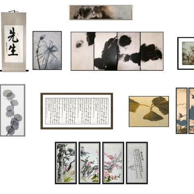 新中式装饰画免费su模型(1)