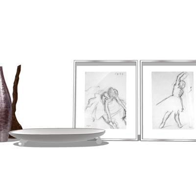 现代器皿盘子挂画摆件免费su模型(1)