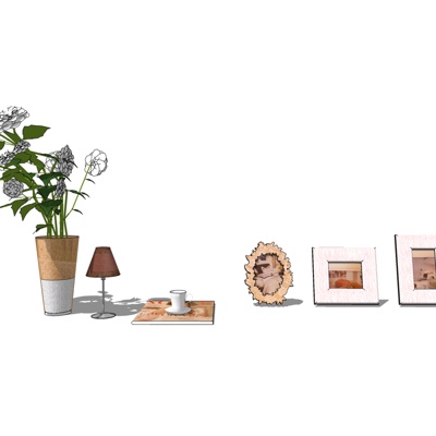 现代花卉台灯挂画摆件免费su模型(1)