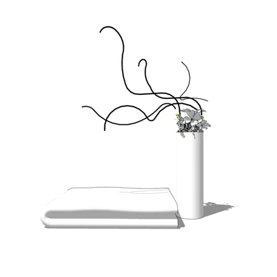 现代浴巾花卉摆件免费su模型(1)