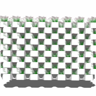 现代绿植背景墙免费su模型(1)