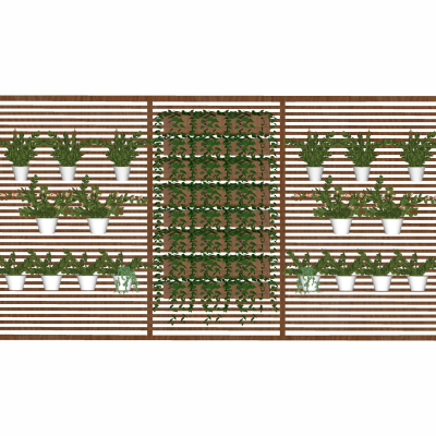 现代盆栽藤曼背景墙免费su模型(1)