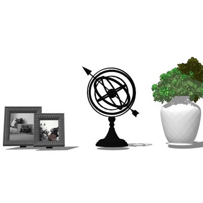 现代花卉花瓶金属摆件免费su模型(1)