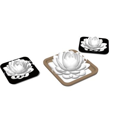 现代莲花摆件免费su模型(1)