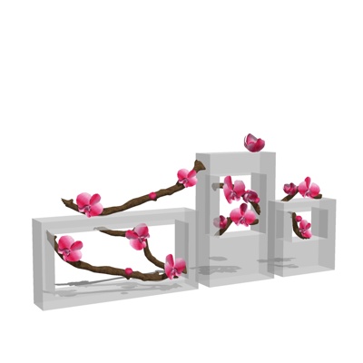 现代花卉摆件免费su模型(1)