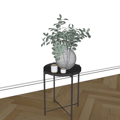 现代绿植蜡烛摆件免费su模型(1)