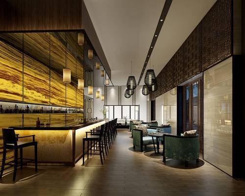 中式酒吧咖啡奶茶店3D模型