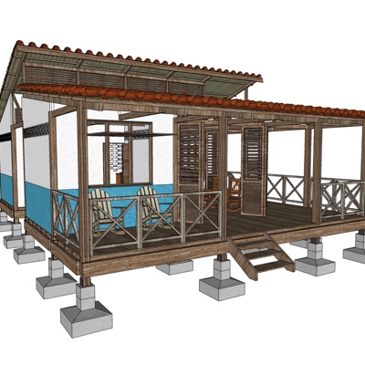 现代木屋别墅免费su模型(1)