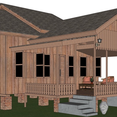 现代木屋别墅免费su模型(1)