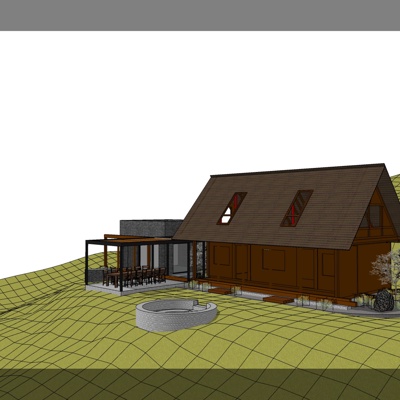 现代木屋别墅免费su模型(1)