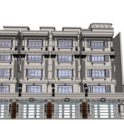 欧式叠拼别墅免费su模型(1)