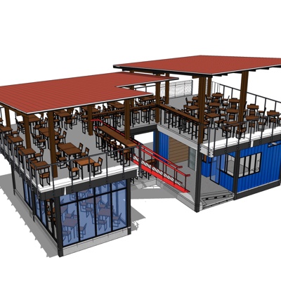 工业风集装箱别墅免费su模型(1)