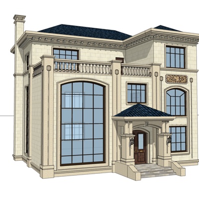 欧式独栋别墅免费su模型(1)