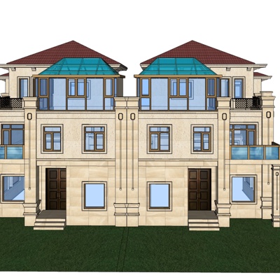 欧式连排别墅免费su模型(1)
