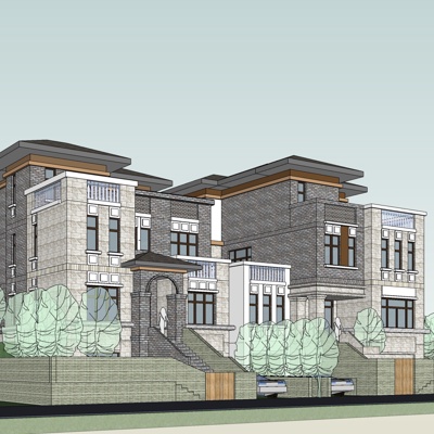 欧式别墅外观免费su模型(1)