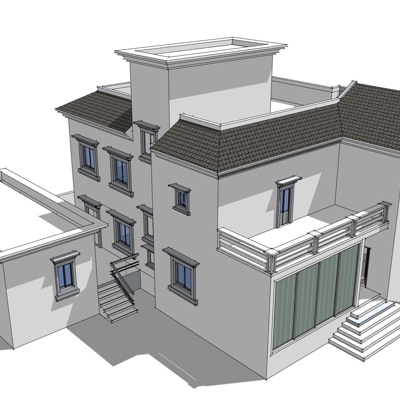 欧式别墅外观免费su模型(1)