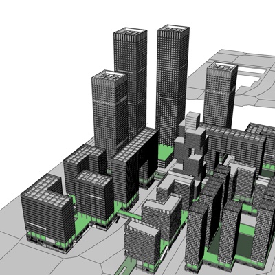 现代高层小区规划免费su模型(1)