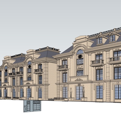 欧式别墅外观免费su模型(1)