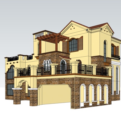 欧式别墅外观免费su模型(1)