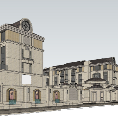 欧式别墅外观免费su模型(1)