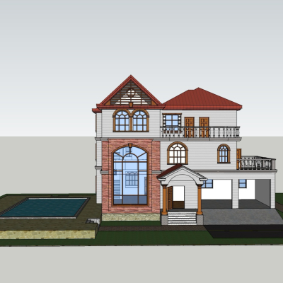 欧式别墅外观免费su模型(1)