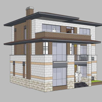 现代别墅外观免费su模型(1)