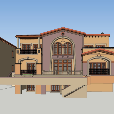 欧式别墅外观免费su模型(1)