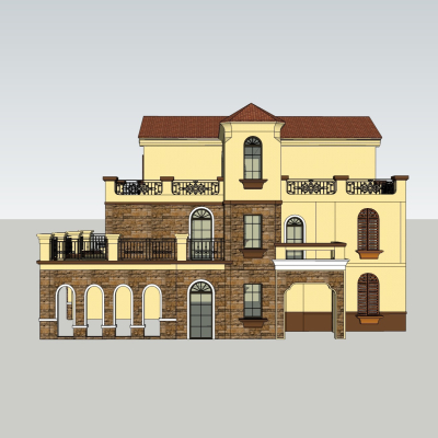 欧式别墅外观免费su模型(1)