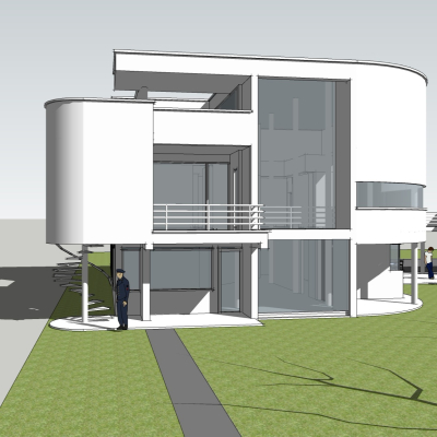 现代别墅外观免费su模型(1)