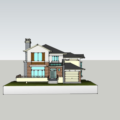 欧式别墅外观免费su模型(1)