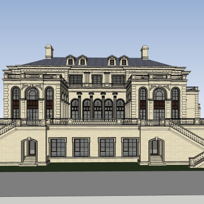 法式别墅外观免费su模型(1)
