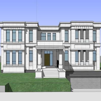 现代别墅外观免费su模型(1)