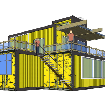 工业风集装箱住宅免费su模型(1)