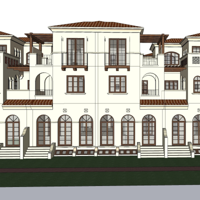 欧式连排别墅免费su模型(1)