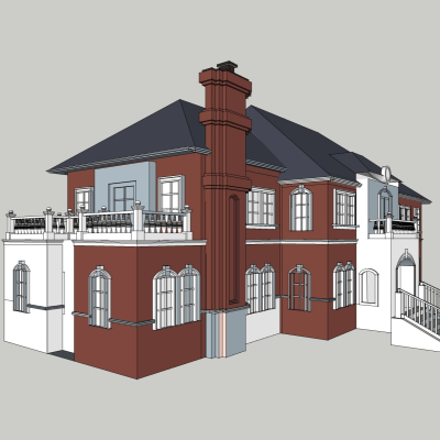 欧式别墅外观免费su模型(1)