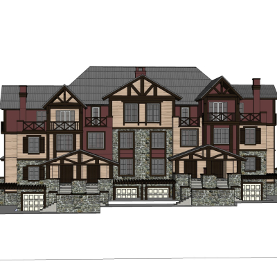 欧式别墅外观免费su模型(1)