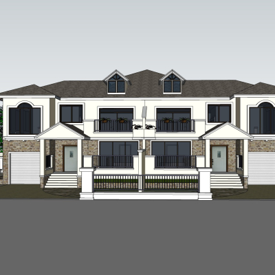 现代别墅外观免费su模型(1)